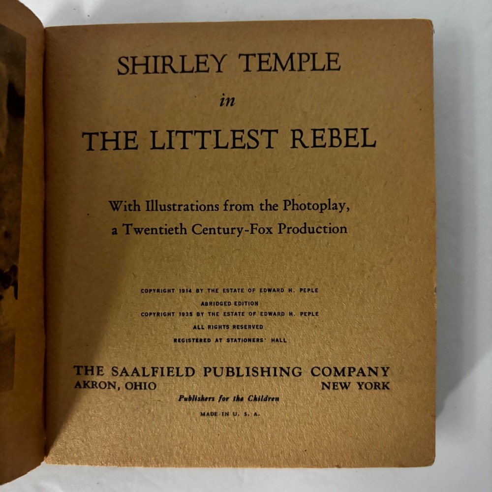 1935 Shirley Temple The Littlest Rebel Saalfield Photoplay Edition Book - Picture 7 of 13